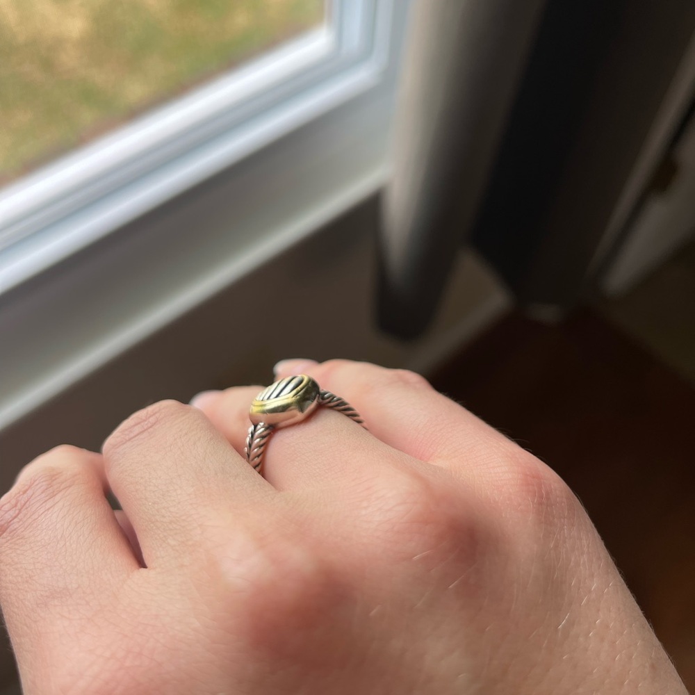 Vintage! David Yurman 18k Yellow Gold Sterling Silver Cable Heart Ring - Picture 2 of 5